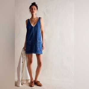 NWT FREE PEOPLE WE THE FREE High Roller Skirtall | Sapphire Blue MSRP $88 Size L